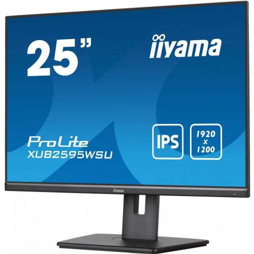 Monitor Iiyama ProLite XUB2595WSU-B5, 25", IPS, nastavljiva višina in vrtljiva funkcija, 1920 x 1200, HDMI, DisplayPort, USB Hub, FreeSync