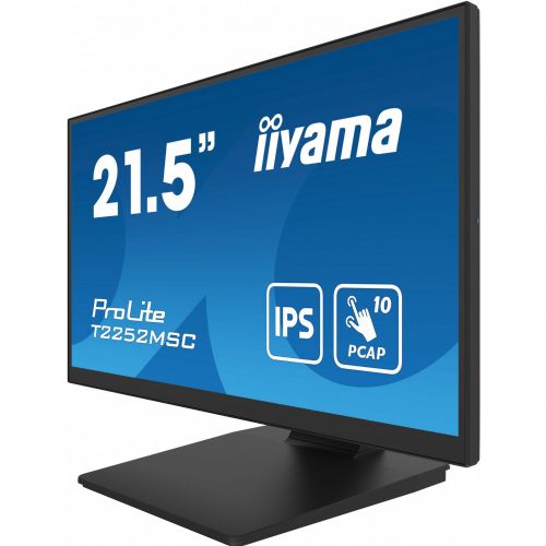Monitor Iiyama T2252MSC-B2 54,6 cm (21,5"), 1920x1080 (FHD), 250cd/m2, 5ms, IPS, USB, HDMI DP VESA črna
