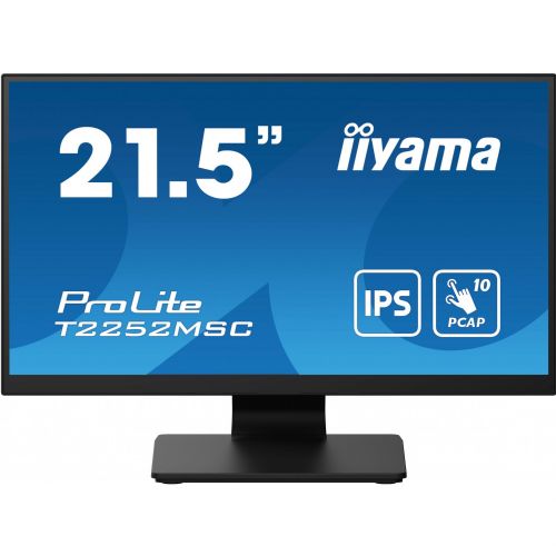 Monitor Iiyama T2252MSC-B2 54,6 cm (21,5"), 1920x1080 (FHD), 250cd/m2, 5ms, IPS, USB, HDMI DP VESA črna