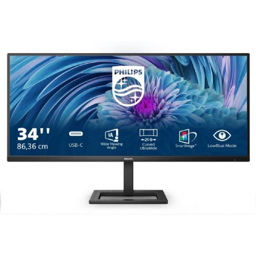 Monitor Philips 346E2LAE 86,36 cm (34,0"), 3440 x 1440 (UWQHD), VA, 300 cd/m2, 4 ms, 21:9, HDMI, USB-C 65W, črna