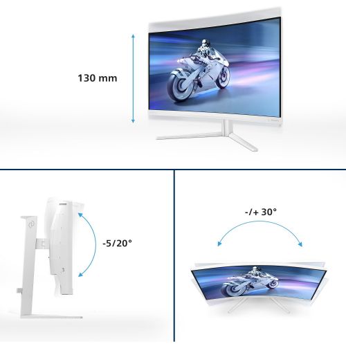 Monitor Philips Evnia 27M2C5501 68,5cm / 27" VA QHD 180Hz, ukrivljen, bela