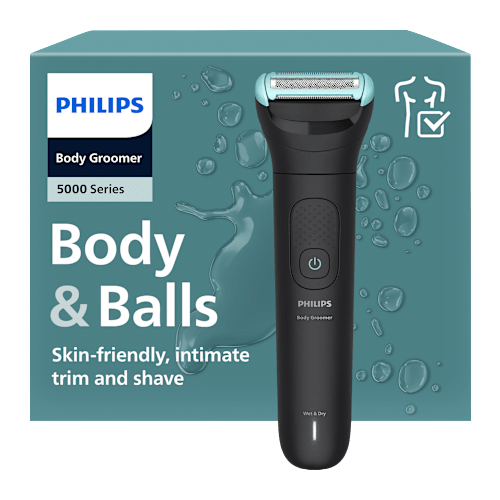 Philips BG5475/15 men's trimmer with skin protection, bi-directional combs, foldable back attachment, water resistance and up to 100 min of operation