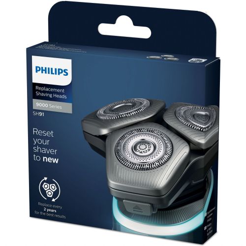 Philips replacement shaving head SH91/50 silver, for Series 9000 and 9000 Prestige, 72 self-sharpening blades, Precision Blades, protective foil, easy to replace