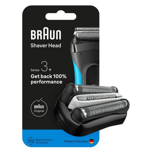 Braun Series 3+ 32B MicroComb replacement head, double mesh, click system, silver, compatible with all Series 3