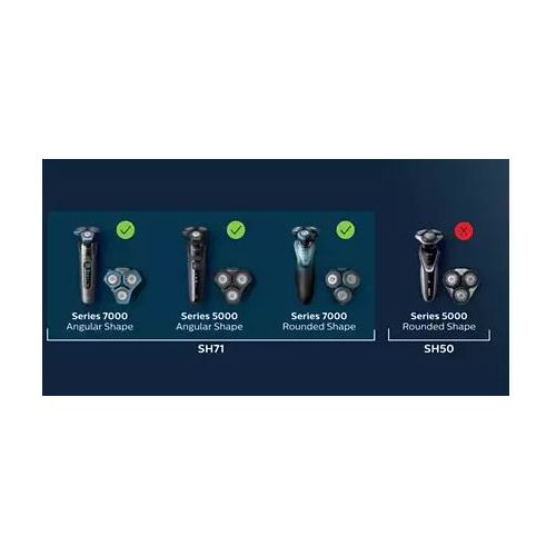 Philips SH71/50 SteelPrecision Blade Replacement Head, for 5000/7000 Series, 3x, Automatic Power Adjustment, Silver