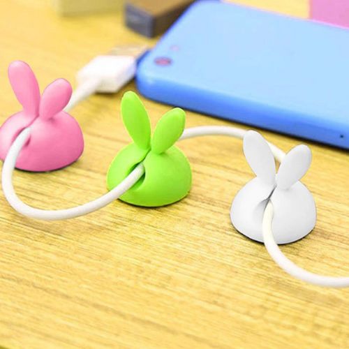 Desk cable holder Pink Bunny