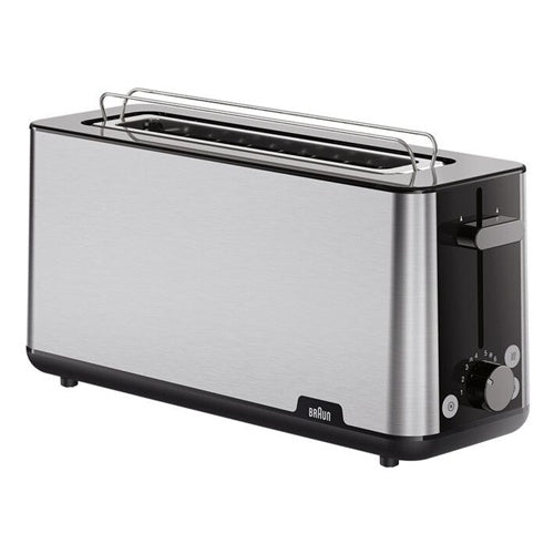 Opekač kruha Braun Long Slot Toaster PurShine HT 1610 BK (nerjaveče jeklo/črna, 1030 W, za 2 rezini toasta)