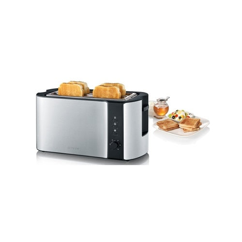Opekač kruha z dolgimi režami Severin AT 2590, 1400W, za 4 rezine toasta, črna/nerjaveče jeklo