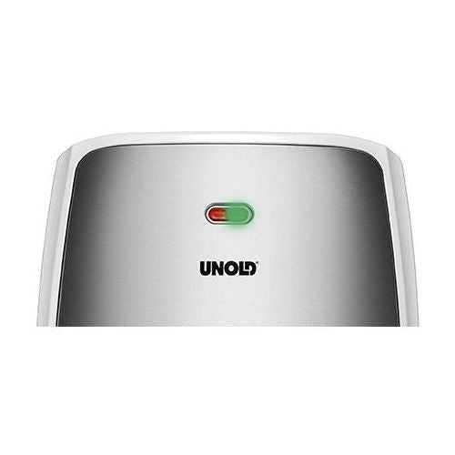 Opekač za sendviče Unold Quadro 48480 bela/nerjaveče jeklo, za 4 sendviče, 1100 W, nelepljiv premaz, indikator pripravljenosti