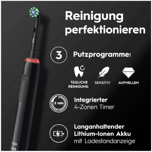 Set električnih zobnih ščetk Oral-B Pro 3 3900 Duo, senzor pritiska, polnilna baterija, črna + bela