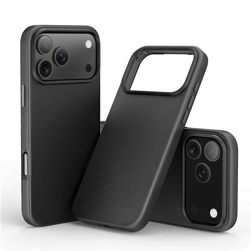 Nevox StyleShell PRO phone case for iPhone 17 Pro, black, leather and polycarbonate, shockproof, MagSafe compatible