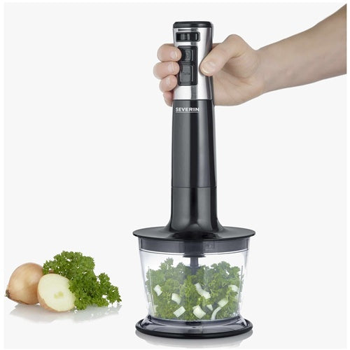 Severin SM 3772 hand blender, 600 W, with chopper and whisk, for 0.7 l, infinitely adjustable, stainless steel/black