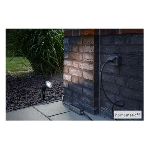 Smart socket Homematic IP HmIP-PSMCO for outdoor use, consumption measurement, IP44, range 210 m, switching power 2300 W