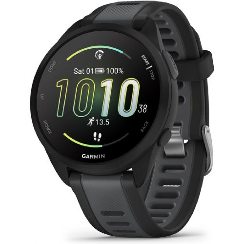 Garmin Forerunner 165 smartwatch AMOLED display, GPS, 8-10 days battery life, 5 ATM water resistant, black/gray