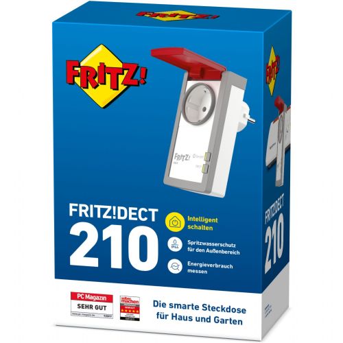 Pametna vtičnica FRITZ! DECT 210 merjenje porabe, pametno upravljanje, za notranjo in zunanjo uporabo, odporna na brizganje, moč 3450 W