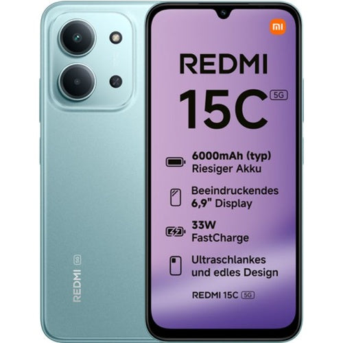 Xiaomi Redmi 15C 5G 128GB Smartphone (Mint Green, Hyper OS, 4GB)