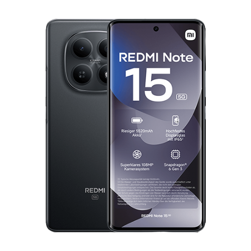 Pametni telefon Xiaomi Redmi Note 15 8GB/256GB črn, AMOLED 120Hz, 108MP kamera, 6000mAh, IP64