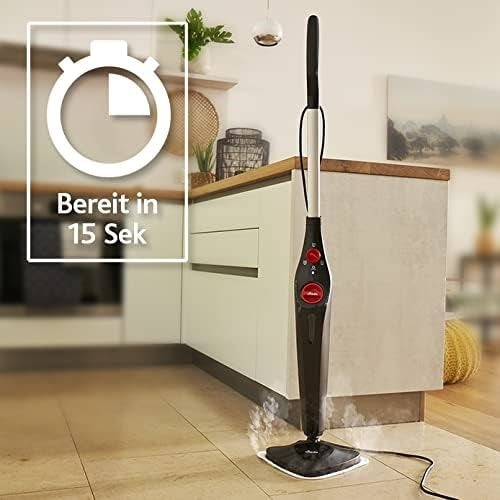 Vileda Steam Plus + PowerPad steam cleaner, 1500 W, black/red