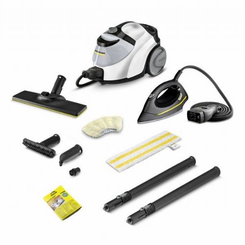 Parni čistilnik Karcher SC 5 EasyFix Iron, 2250 W, vključno s parnim likalnikom, belo-črn