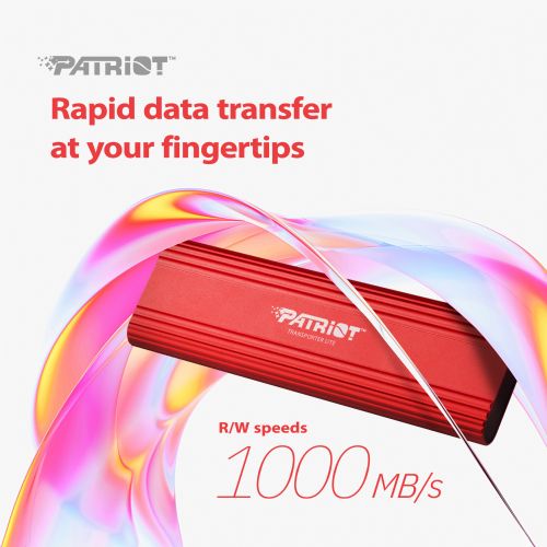 Zunanji SSD disk Patriot Transporter Lite 512 GB, USB-C 3.2 Gen 2, do 1000 MB/s, aluminijasto ohišje, rdeč
