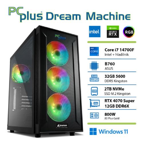 Osebni računalnik PCPLUS Dream Machine Core i7-14700F/32GB/SSD 2TB NVMe/RTX 4070 Super/Win11Home
