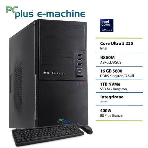 Namizni računalnik PCPLUS e-machine Core Ultra 5 225 16GB 1TB SSD tipkovnica miška