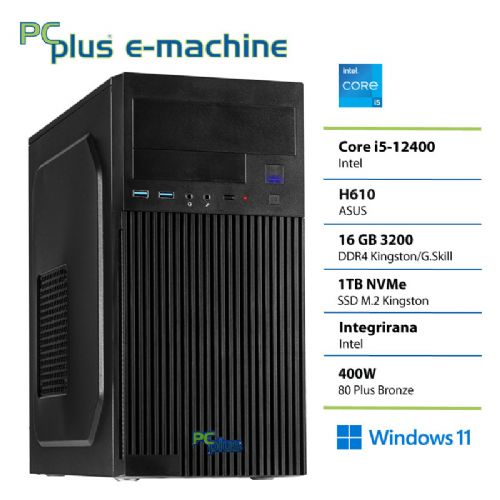Namizni računalnik PCPLUS e-machine i5-12400 16GB 1TB Windows 11 Home