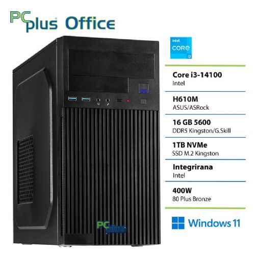 Računalnik PCPLUS e-office i3-14100 16GB DDR5 1TB SSD Windows 11 Home namizni