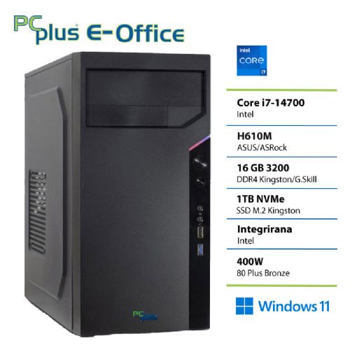Računalnik PCPLUS e-office i7 14700 16GB DDR4 1TB SSD Windows 11 Pro