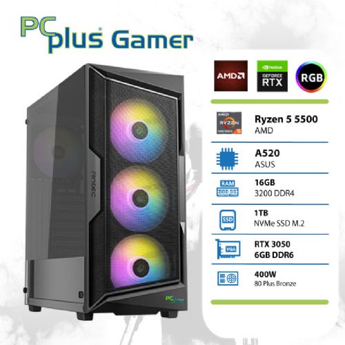 Osebni računalnik PCplus Gamer R5-5500/16GB/SSD 1TB NVMe/RTX 3050 6GB/BrezOS