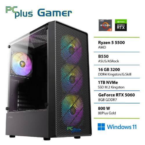 Računalnik PCPLUS Gamer Ryzen 5 5500 16GB 1TB GeForce RTX 5060 8GB Windows 11 Home + Xbox GP gaming namizni