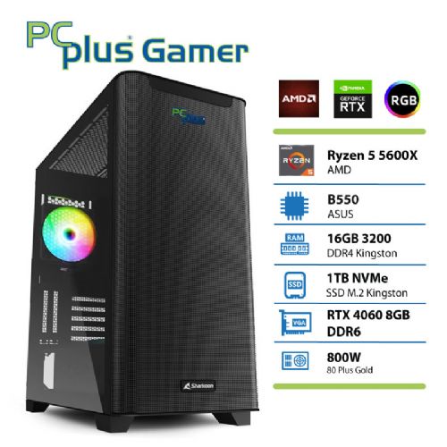 PCPLUS Gamer Ryzen 5 5600X 16GB 1TB SSD RTX 4060 8GB gaming namizni računalnik
