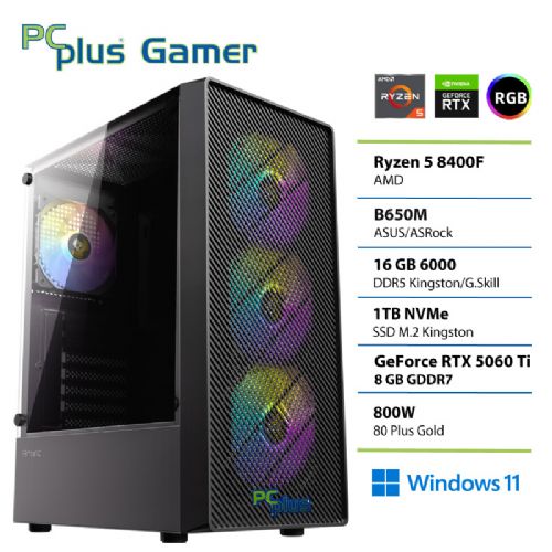 Gaming namizni računalnik PCPLUS Gamer Ryzen 5 8400F 16GB 1TB RTX 5060Ti 8GB Windows 11 Home