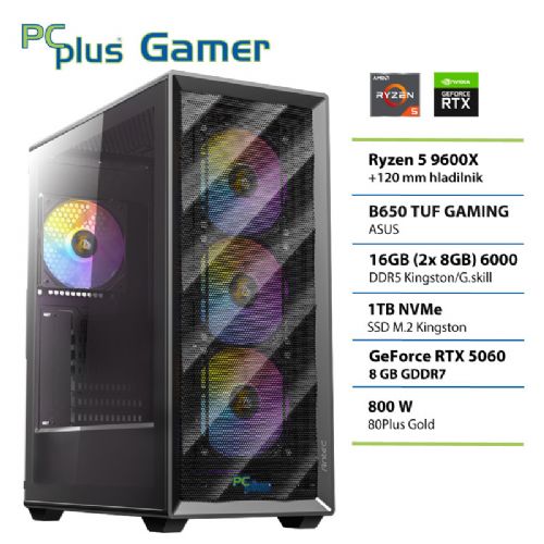 Osebni računalnik PCPLUS Gamer R5-9600X/16GB/SSD 1TB NVMe/RTX 5060/BrezOS