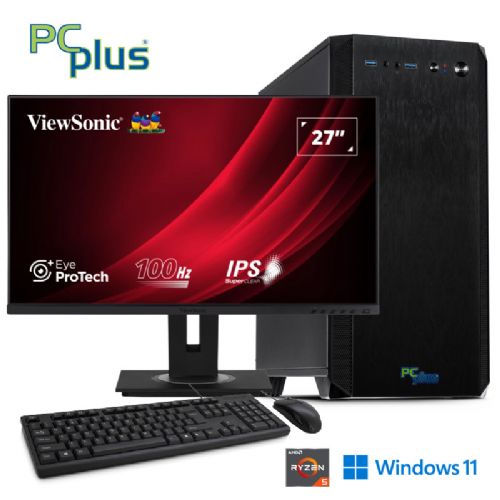 Namizni računalnik PCplus Magic AMD Ryzen 5 5600G 16GB 1TB NVMe SSD Windows 11 Home monitor tipkovnica
