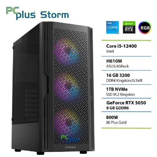 PCPLUS Storm Core i5-12400F 16GB 1TB SSD RTX 5050 8GB gaming namizni računalnik