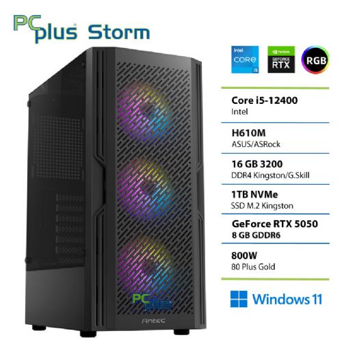 Računalnik PCPLUS Storm Core i5-12400F 16GB 1TB SSD RTX 5050 8GB Windows 11 Home gaming namizni