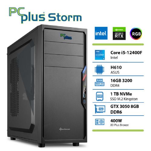 Računalnik PCPLUS Storm i5-12400F 16GB 1TB NVMe SSD GeForce RTX 3050 8GB gaming