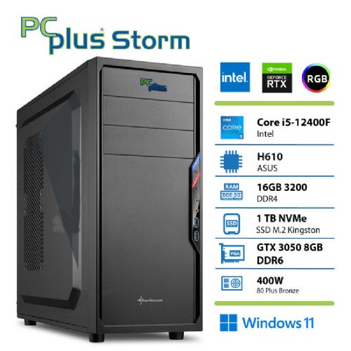 Računalnik PCPLUS Storm i5-12400F 16GB 1TB NVMe SSD GeForce RTX 3050 8GB Windows 11 Home + Xbox GP gaming