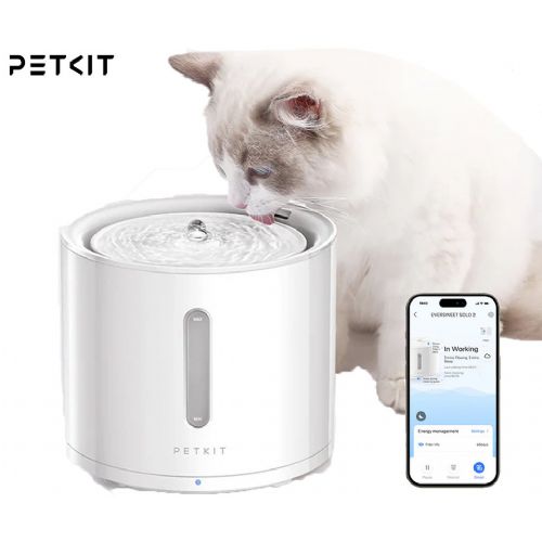 PETKIT EVERSWEET SOLO 2 smart water fountain, for dogs / cats, 2L volume, 3 operating modes, Wireless 3.0 water pump, Bluetooth, app, easy cleaning, 18.5x18.5x16.4cm, white