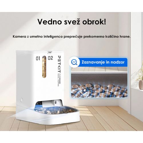 PETKIT YUMSHARE DUAL HOPPER smart food dispenser, for dogs / cats, 5L capacity, AI motion detection, feeding schedule, FHD camera, IR Night Vision, WIFI, app, microphone, speaker, 36x29x25cm
