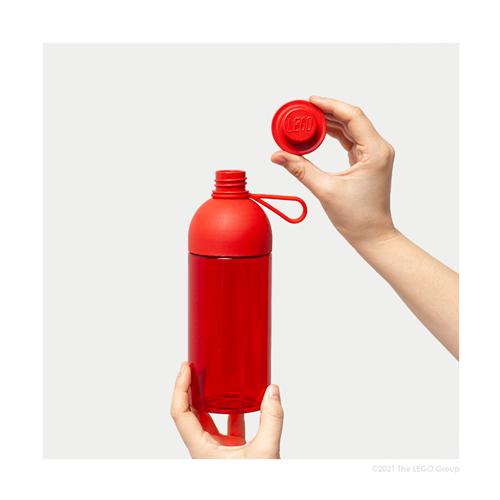Lego water bottle 0.5 liters (red/transparent)