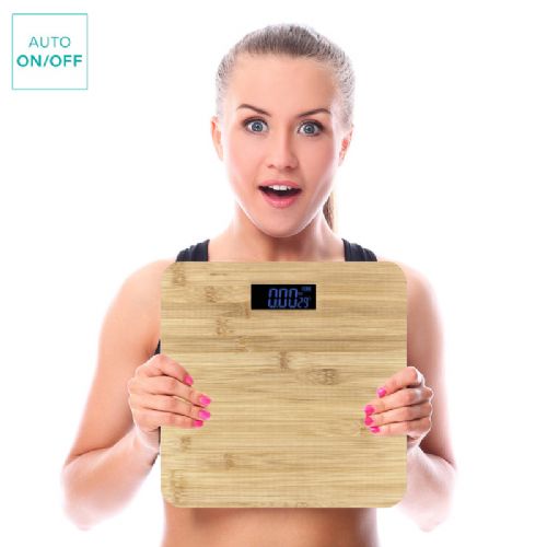 Platinet/OMEGA bamboo wooden personal scale OBSBB, LCD display, up to 180kg