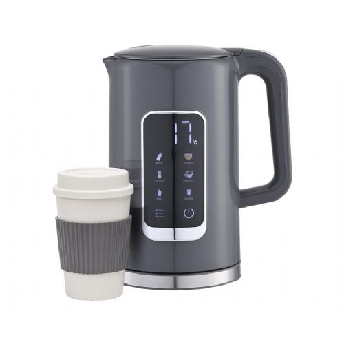 PLATINET PEKR723 kettle, 1.7L, 2200W, digital display, 5 levels, Keep Warm function, safety protection, automatic shut-off, 360° base, +FREE cup, gray