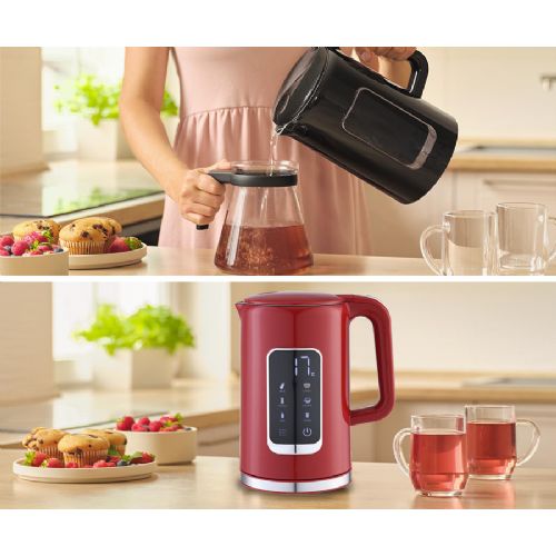 PLATINET PEKR723 kettle, 1.7L, 2200W, digital display, 5 levels, Keep Warm function, safety protection, automatic shut-off, 360° base, +FREE cup, red