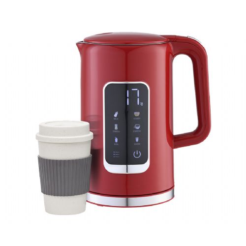 PLATINET PEKR723 kettle, 1.7L, 2200W, digital display, 5 levels, Keep Warm function, safety protection, automatic shut-off, 360° base, +FREE cup, red