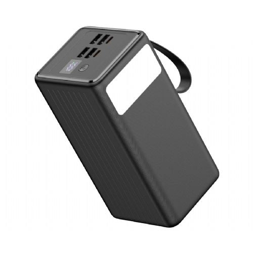 Platinet PMPB6065 powerbank rechargeable battery, 65W, 60,000mAh, Quick Charge 3.0, Power Delivery, SCP, 4x USB Type-A, 2x USB Type-C, digital display, LED light, black
