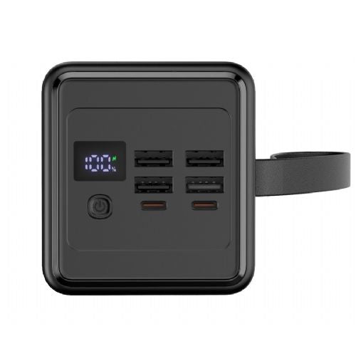 Platinet PMPB6065 powerbank rechargeable battery, 65W, 60,000mAh, Quick Charge 3.0, Power Delivery, SCP, 4x USB Type-A, 2x USB Type-C, digital display, LED light, black