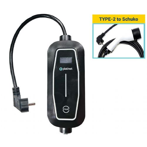 E-charger Platinet PPC16A37 portable, 3.7kW, 16A, TYPE 2, SCHUKO, 5m cable