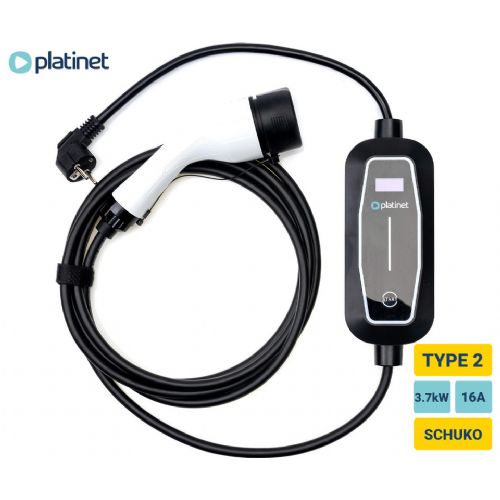 E-charger Platinet PPC16A37 portable, 3.7kW, 16A, TYPE 2, SCHUKO, 5m cable